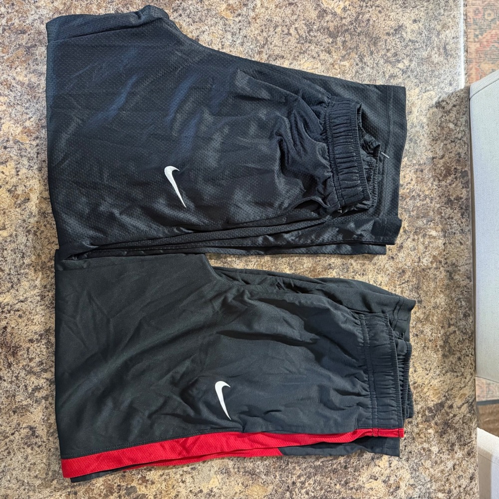 Nike Boys Dri-FIT Athletic Pants Bundle Black Red Mesh Size Large 2 Pack